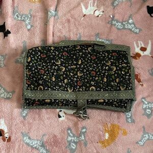 Floral Black and Green Women's Hanging Travel Bag